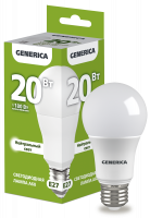 Лампа светодиодная A60 груша 20Вт 230В 4000К E27 GENERICA