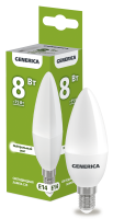 Лампа светодиодная C35 свеча 8Вт 230В 4000К E14 GENERICA