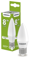 Лампа светодиодная C35 свеча 8Вт 230В 4000К E27 GENERICA