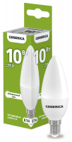 Лампа светодиодная C35 свеча 10Вт 230В 4000К E14 GENERICA