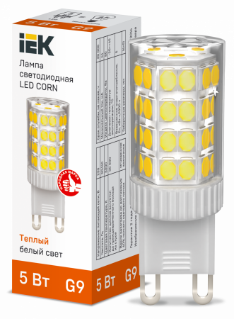 Лампа светодиодная CORN капсула 5Вт 230В 3000К керамика G9 IEK – №1