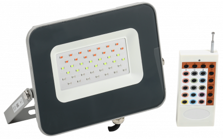 Прожектор светодиодный СДО 07-30RGB multicolor IP65 серый IEK – №1